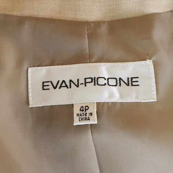 Evan Picone Blazer Suit Jacket Womens Size 4P Brown Shoulder Pads Lined 1 Button - Picture 7 of 8